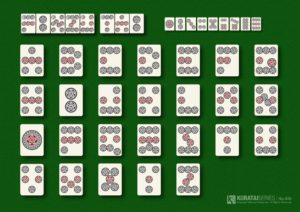 「筒子体」＝ 麻雀牌シリーズ第二弾として今回は「筒子体」です。前回の索子体同様、活かせる牌はそのままの配置で作成し、他は九ピンをベースに完成させた。ちょっと無理も出てきたので、麻雀牌シリーズはこれで終了とします！？
